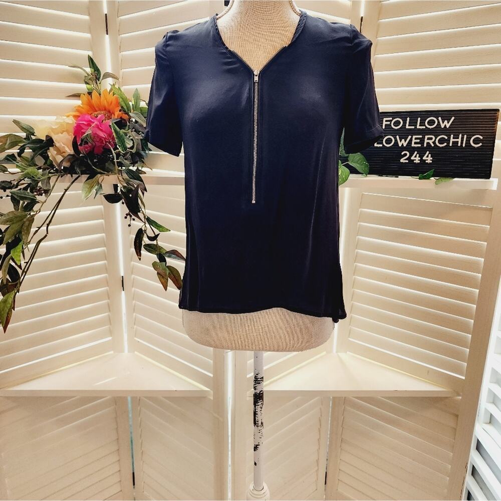 The Kooples Black 100% Silk Short Sleeve Top Size XS